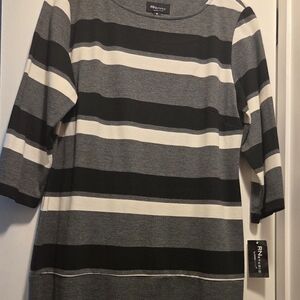 💖Ronni Nicole Black and Gray Striped Dress